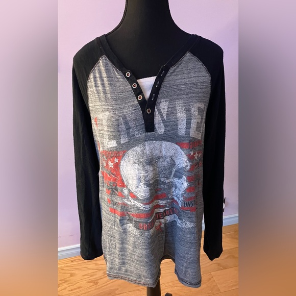 Mens long sleeve 2-tone v-neck top size M - Picture 1 of 4